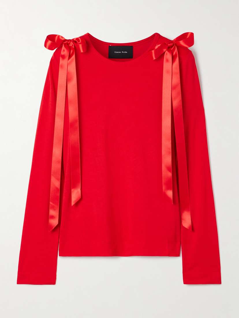 

Топ из лиоцеллового джерси с отделкой из атласа и бантом Simone Rocha, красный