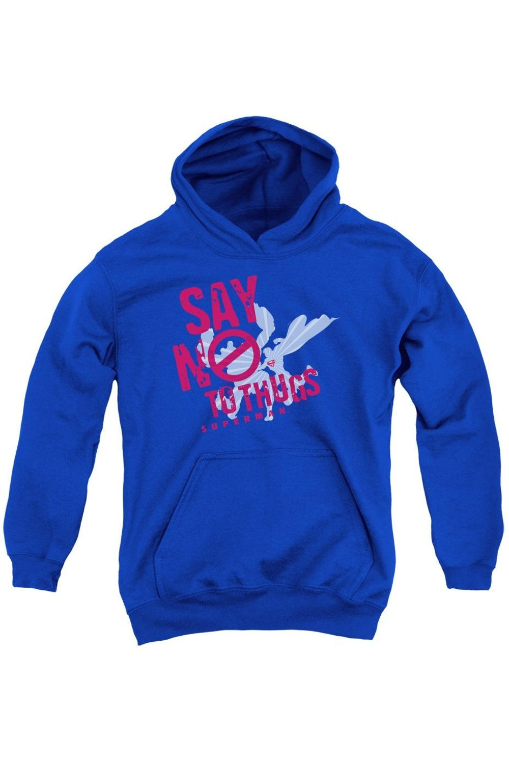 

Супермен говорит "Нет" хулиганам молодежная толстовка с капюшоном Gildan, синий