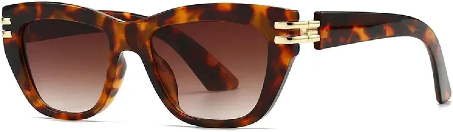 

Роскошные панк-солнцезащитные очки неправильной формы для женщин и мужчин, винтажные популярные очки в крупной оправе с металлическими заклепками TYUVIVO, Leopard Tea