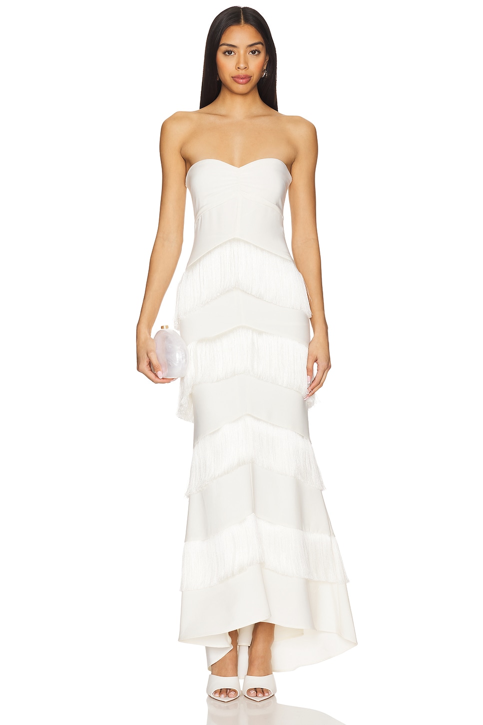 

X revolve hera макси-платье с бахромой House Of Harlow 1960, ivory