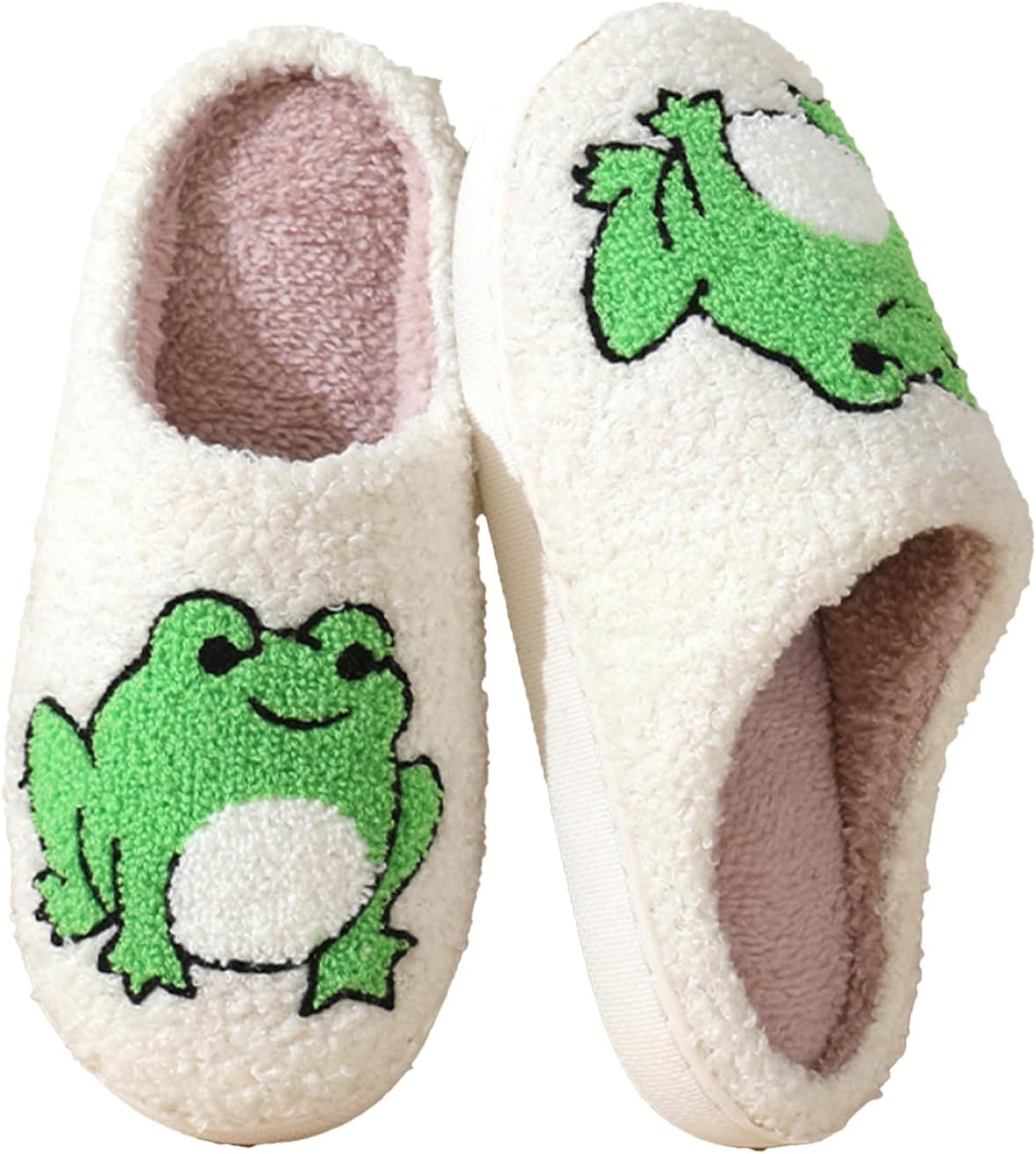 

Женские и мужские домашние тапочки с милым мультяшным дизайном, ретро, мягкие плюшевые, легкие, удобные для ношения дома и на улице, тапочки с противоскользящей подошвой Oukisam, Frog