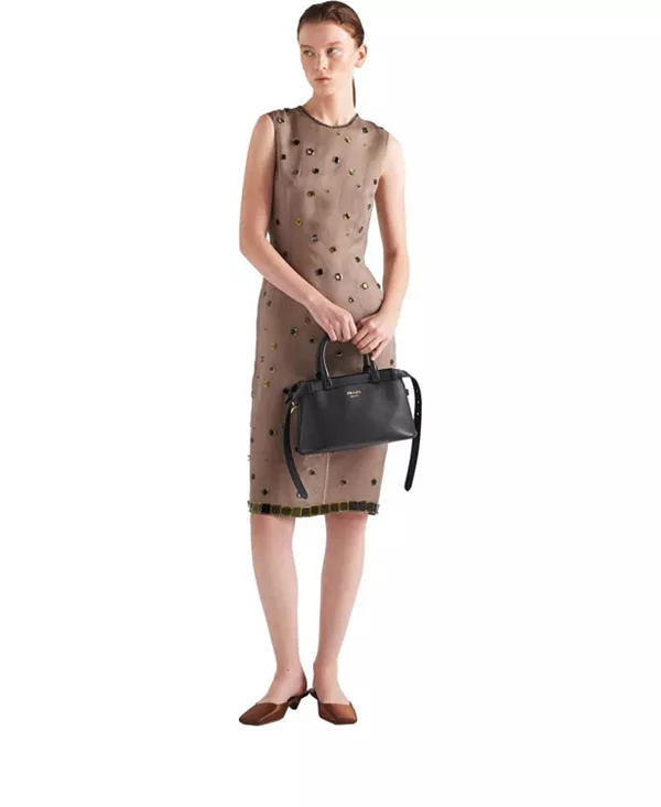 Маленькая кожаная сумочка с пряжкой и двойным ремешком. Prada, черный — фото 3