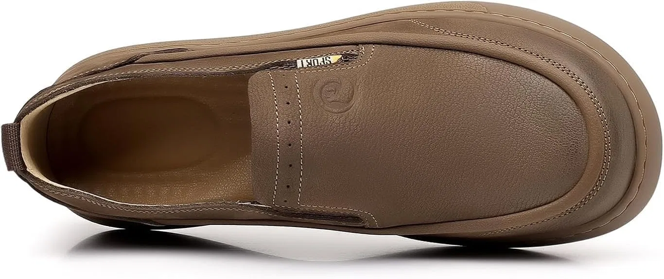 Мужские лоферы из кожи, мягкая подошва, Khaki FYEONCVS — фото 4