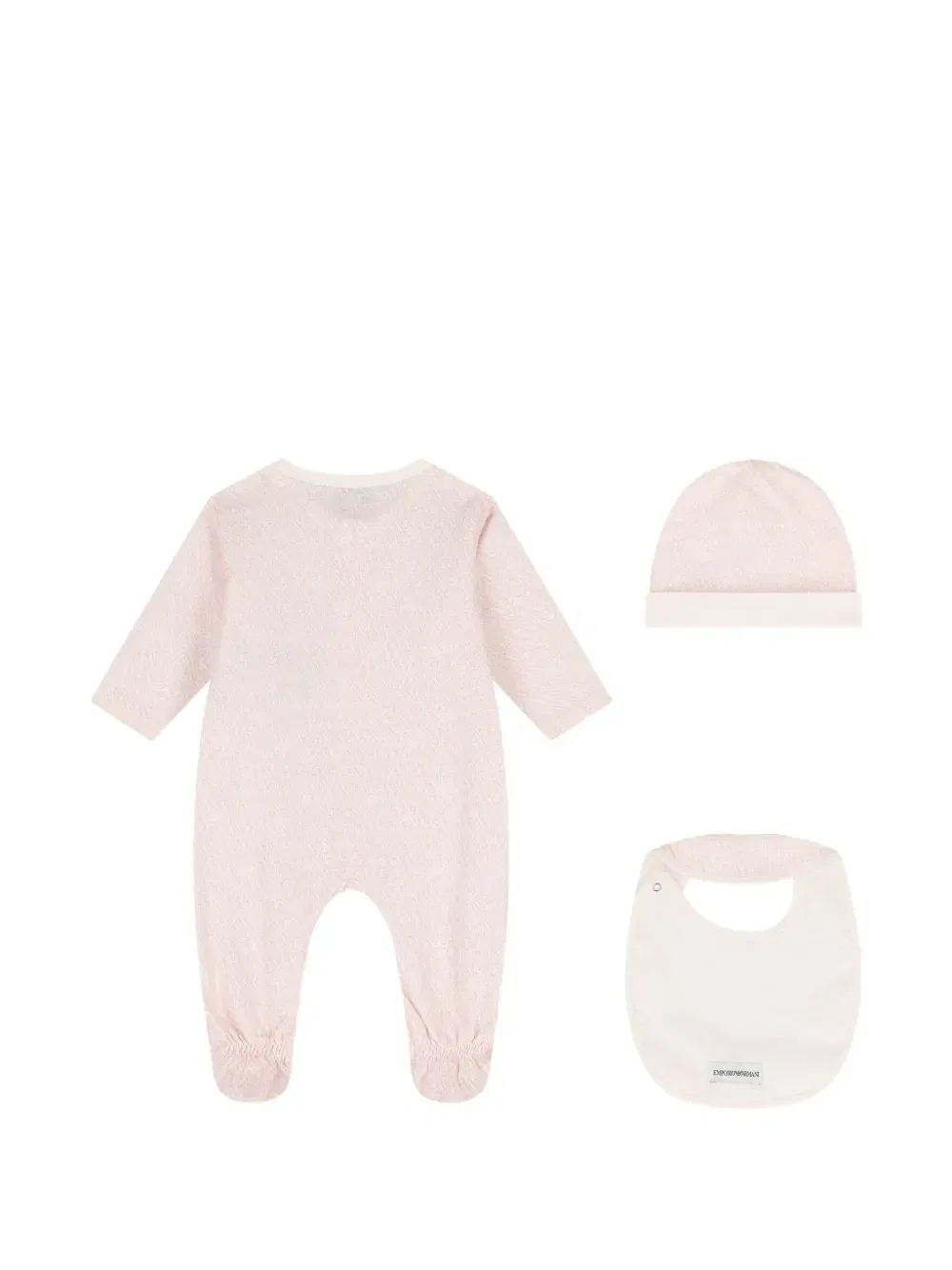 Комплект из комбинезона, шапки и нагрудника Emporio Armani Kids, розовый — фото 2