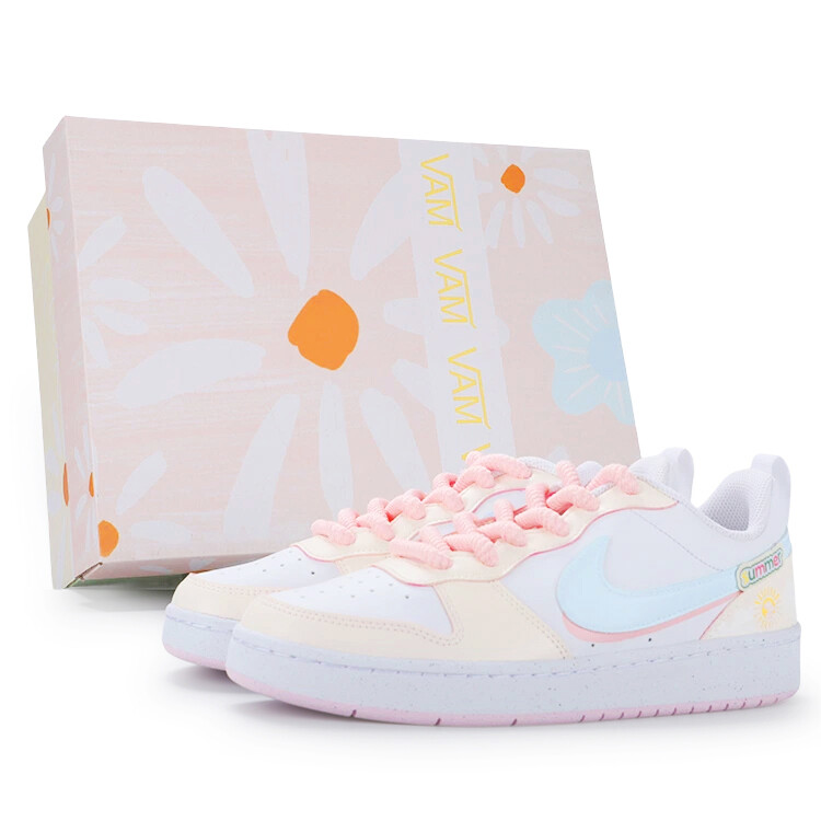 

Кроссовки Nike Court Borough Skateboarding Shoes Women's Low-top Pink, светло-желтый