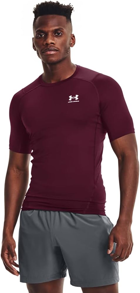 

Мужская компрессионная футболка с коротким рукавом HeatGear от Under Armour, Maroon (609)/White