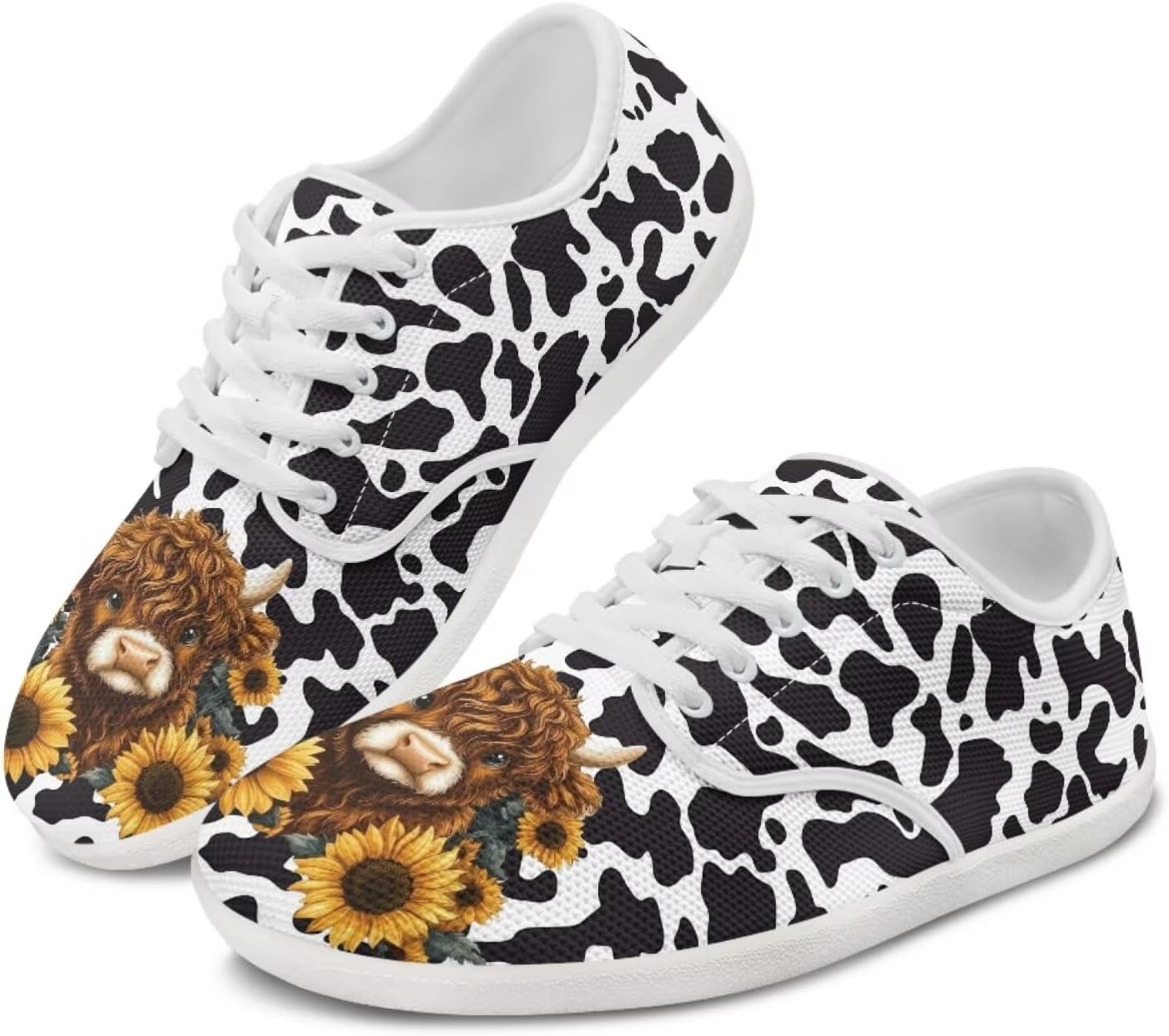 

Кроссовки Forchrinse с принтом подсолнухов и неба, женские и мужские, с широким носком, для походов и трекинга, нескользящие, Highland Cattle