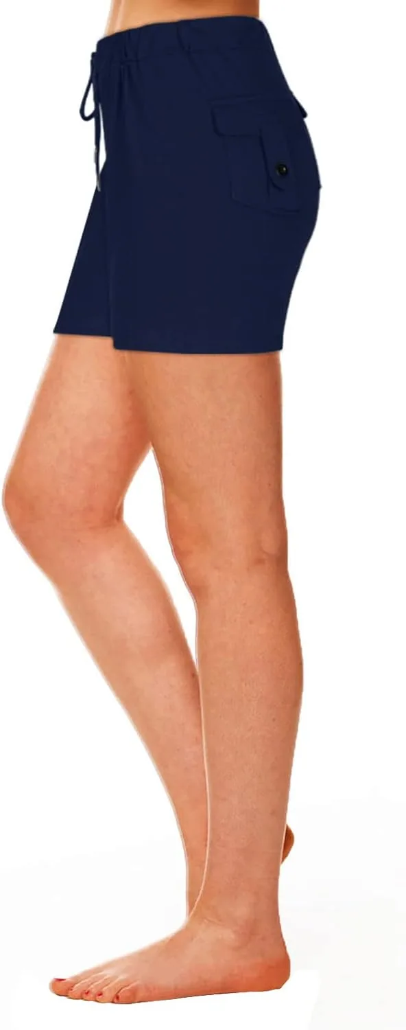 

Карго-шорты для женщин с карманом, High Waist, Drawstring, для бега и йоги