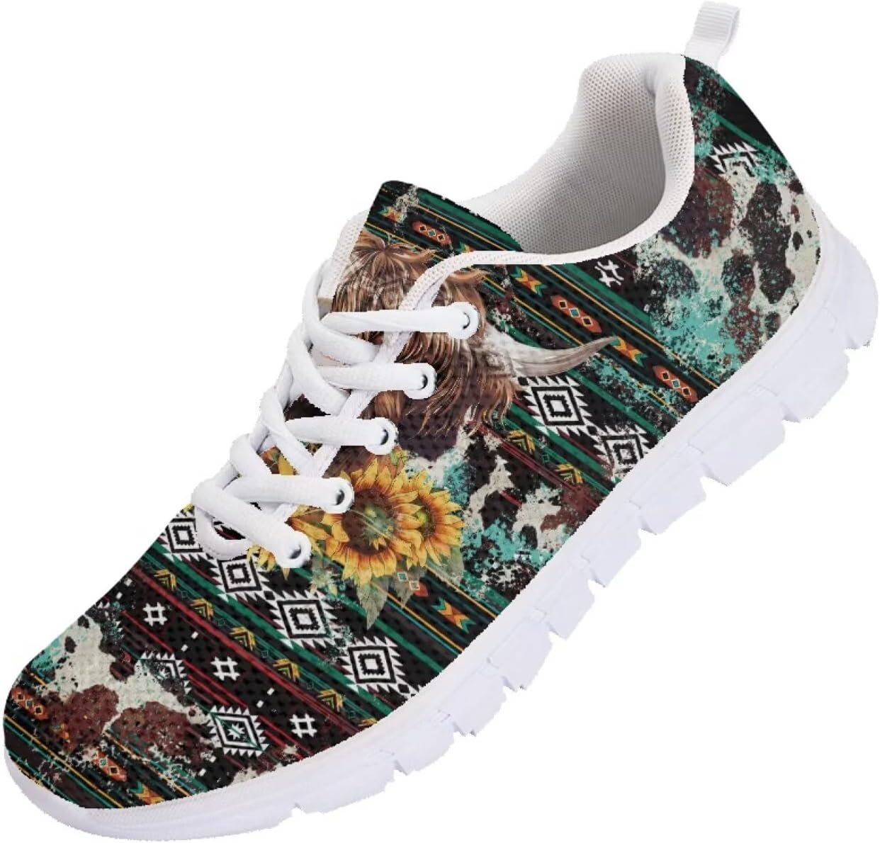 

Мужские кроссовки Funnydude Funny Print 2025 Осень, легкие беговые кроссовки с дышащей сеткой, Highland Cattle