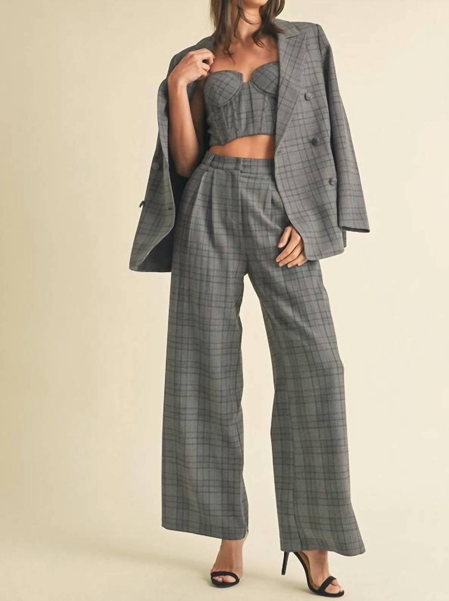 

Серый двубортный пиджак в клетку ENDLESS BLU.