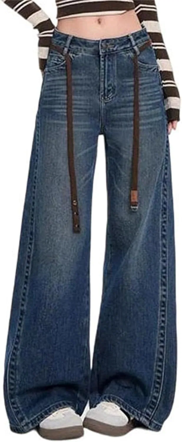 Джинсы свободные, Wide Leg Cotton Blend Denim Jeans, Xt-hsnz-912-5