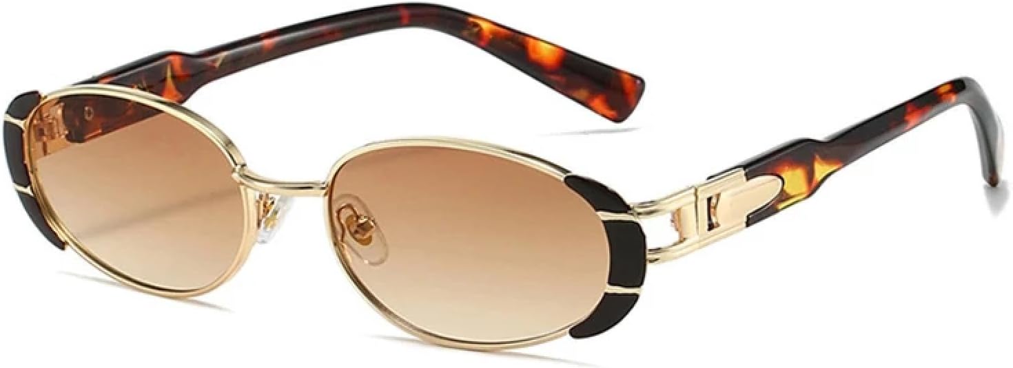 

Ретро овальные солнцезащитные очки для женщин, модные градиентные очки с защитой от УФ-излучения UV400, мужские солнцезащитные очки в стиле панк TVTBBVV, Golden Leopard Tea