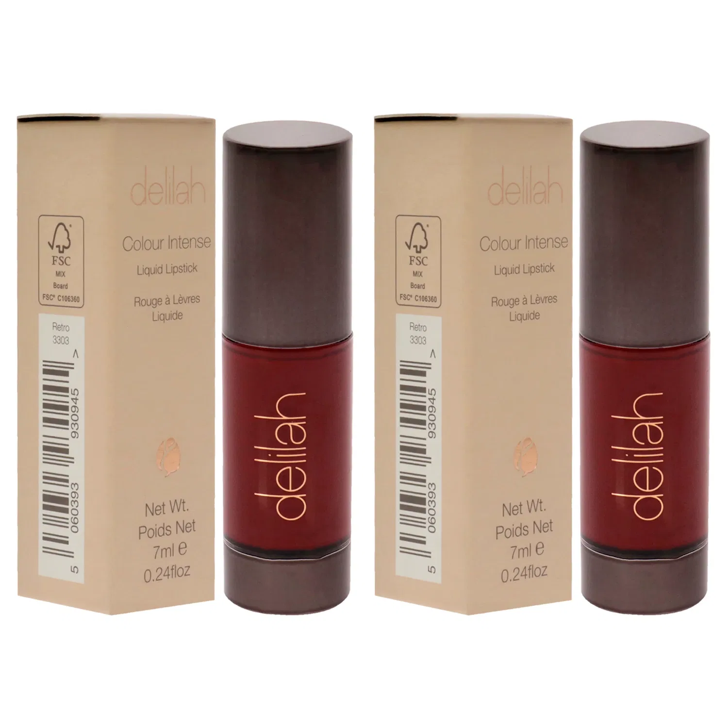 Жидкая помада Colour Intense Liquid Lipstick - Retro от Delilah для женщин - 0,24 унции - набор из 2 штук, красный — фото 3