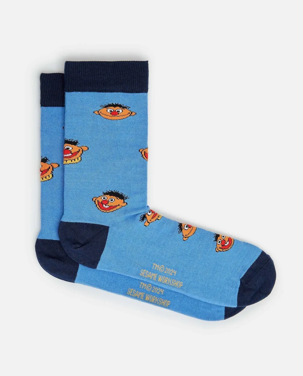 

Высокие унисекс носки из органического хлопка синего цвета с персонажами улицы Сезам Besocks