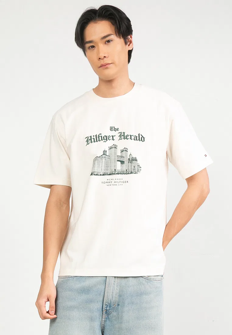 Футболка с графическим принтом, Tommy Hilfiger, Skyline, слоновая кость