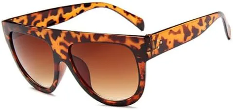 

Женские солнцезащитные очки с плоской верхней частью, большие оправы, защита от ультрафиолета UV400, модель «кошачий глаз», 2026 год generic, Leopard Tea