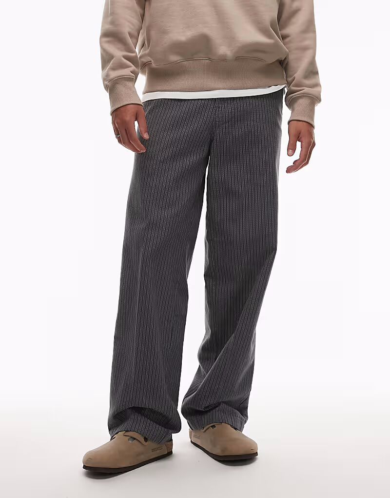 

Широкие брюки Lima в тонкую полоску серого цвета Dickies