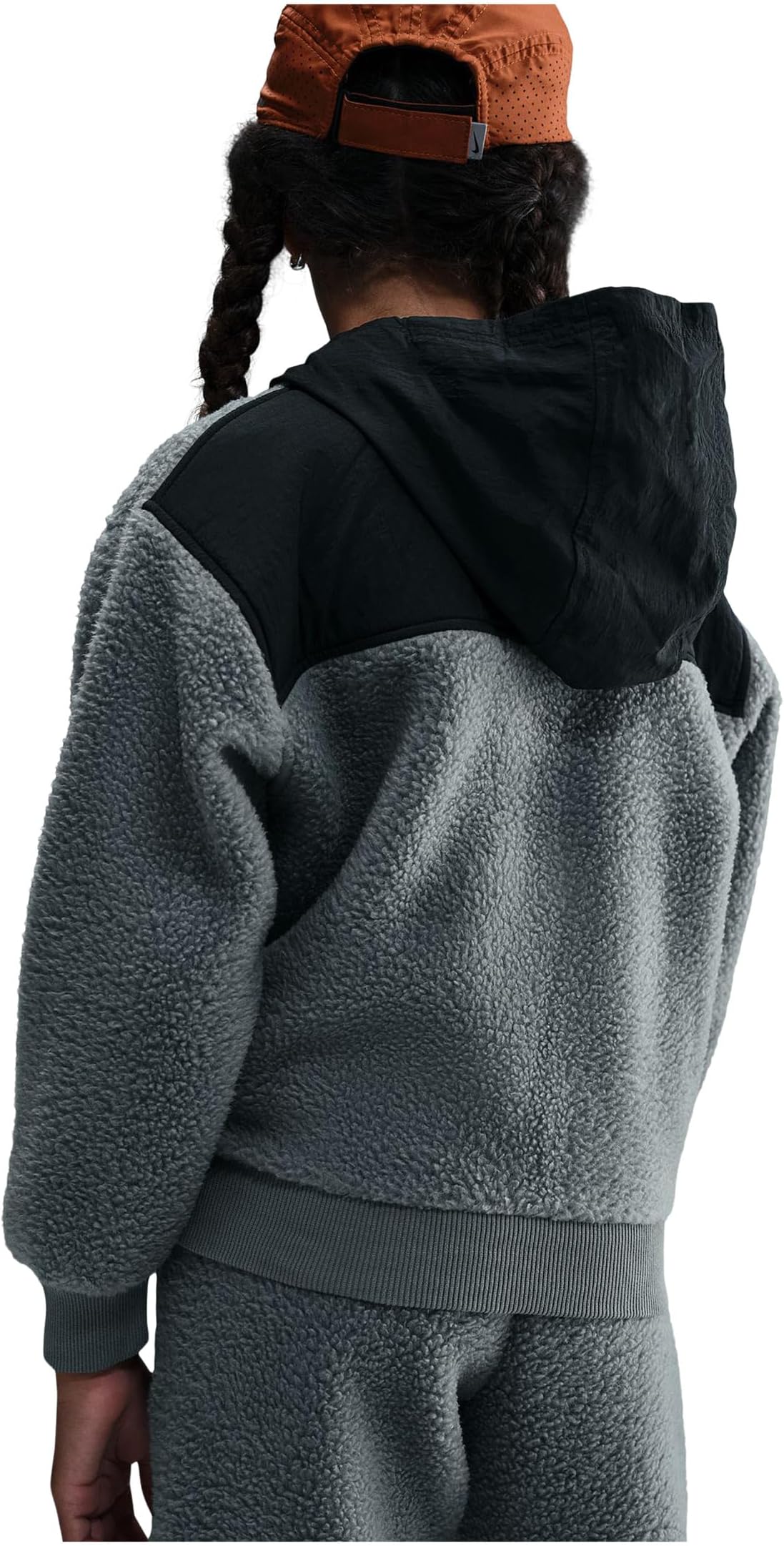 Толстовка Sportswear Club из флиса свободного кроя с застежкой-молнией 1/4 Nike Kids, Smoke Grey/Black/White — фото 2