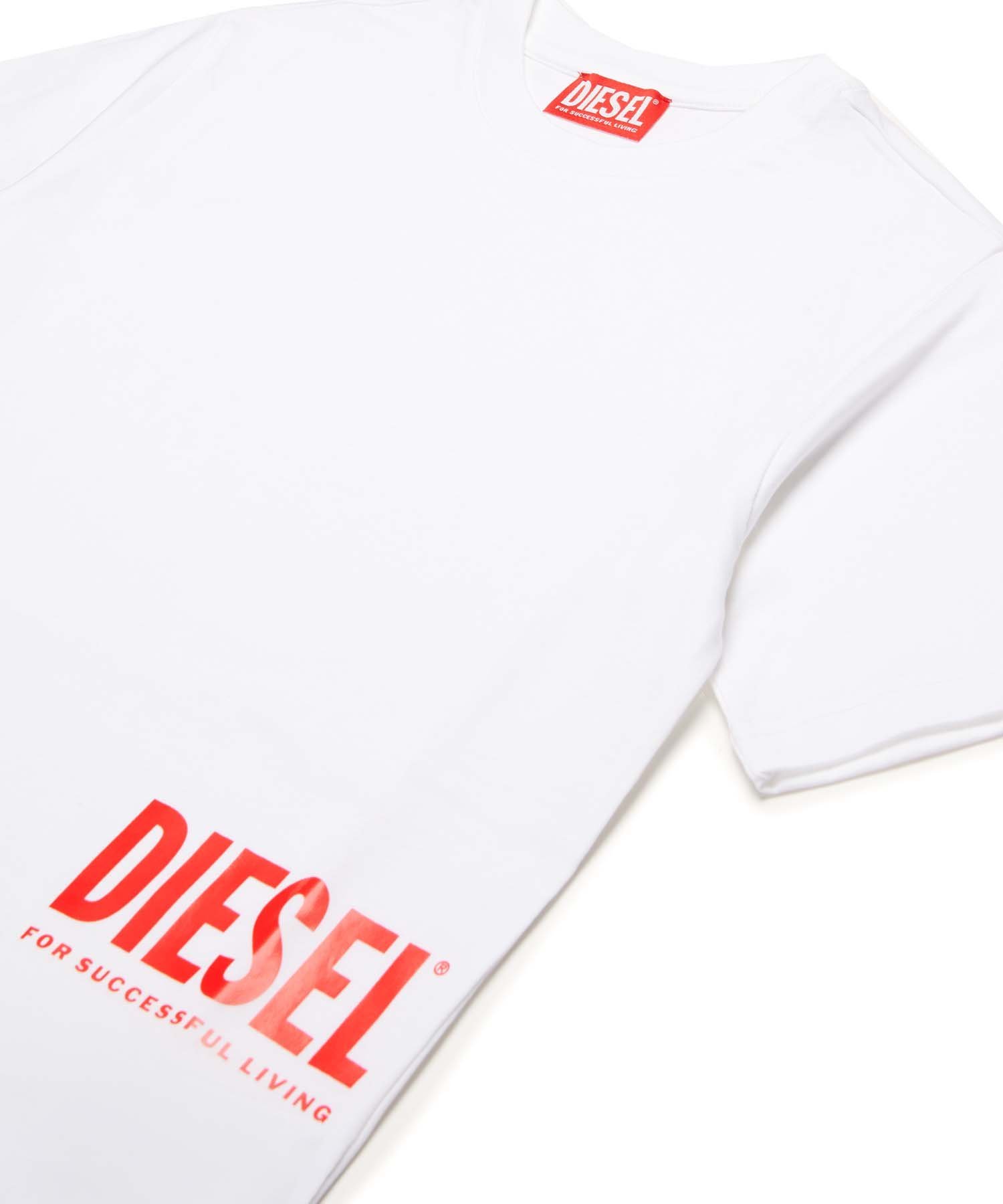 Детская футболка с коротким рукавом и одним логотипом бренда DIESEL, White