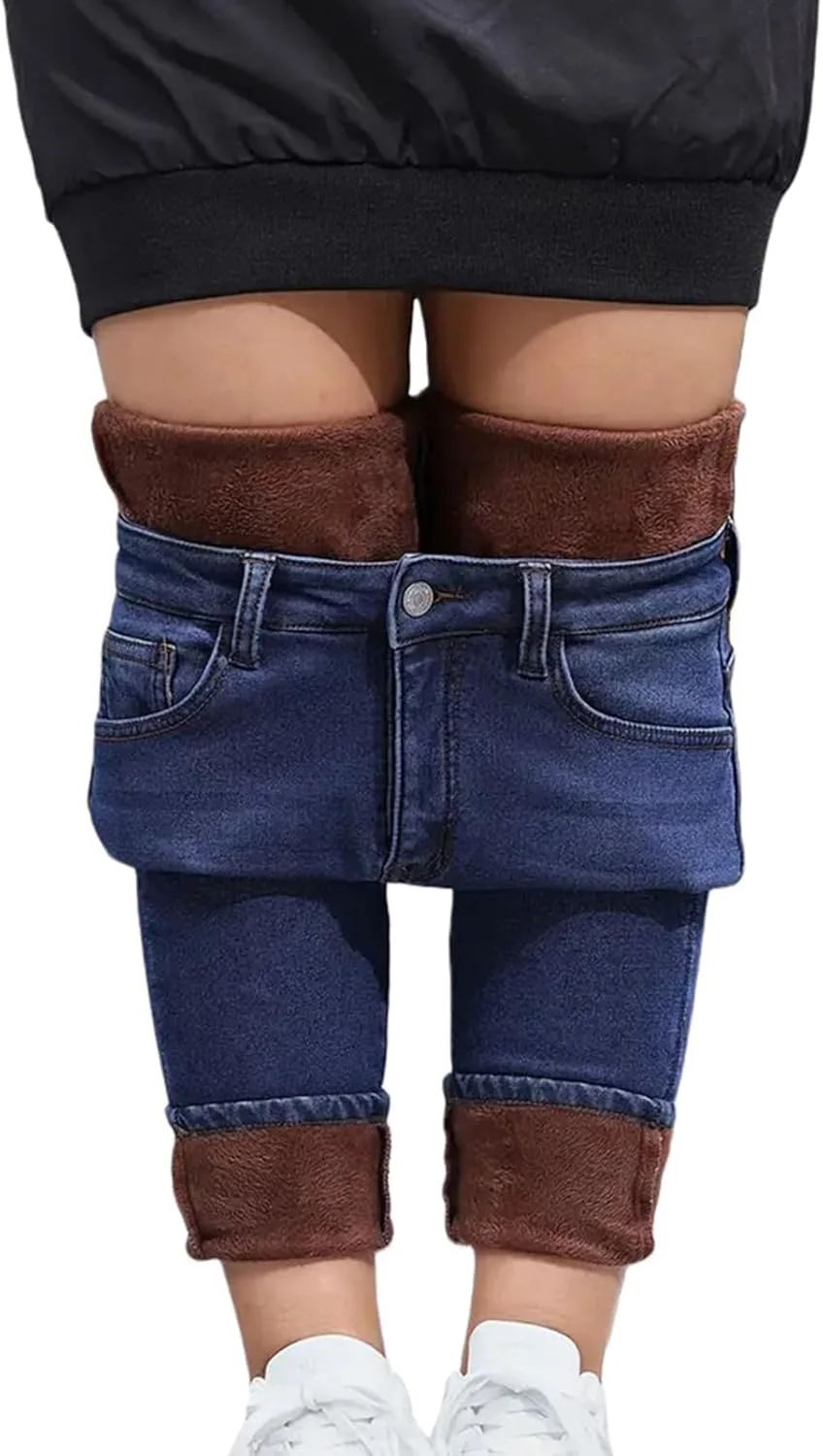 Женские джинсы с флисовой подкладкой slim fit super high waisted — фото 3