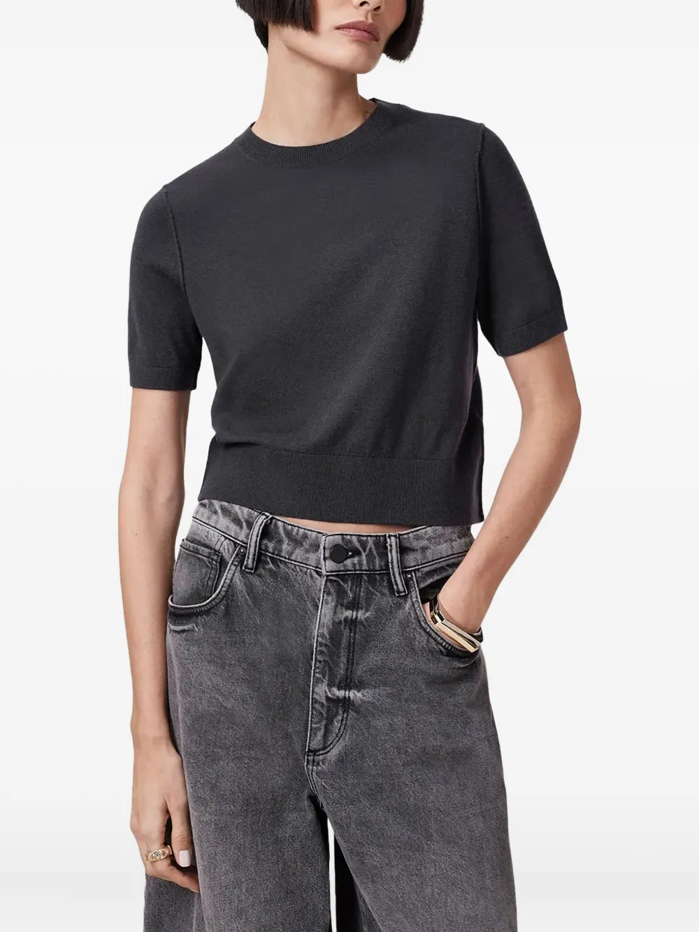 

Топ с короткими рукавами AllSaints, черный