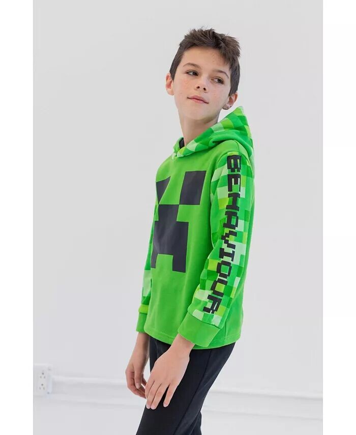 Комплект одежды из флисового пуловера с капюшоном и брюк для мальчика Creeper Minecraft, мультиколор — фото 4