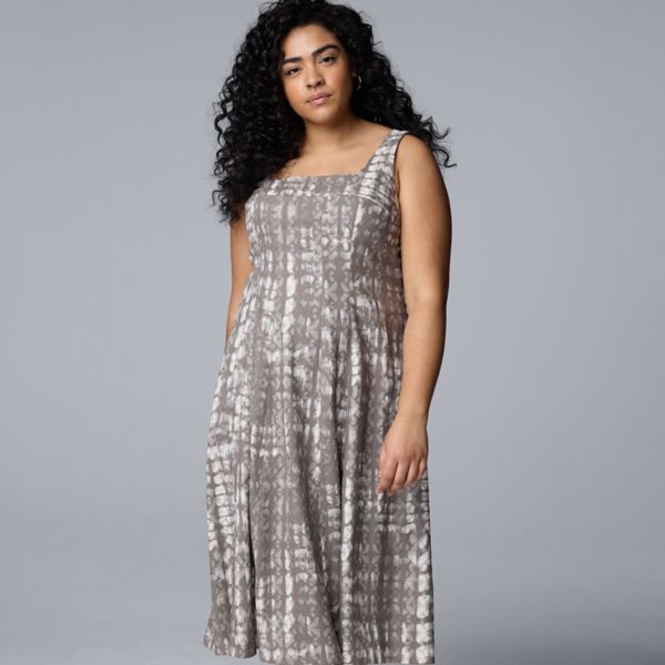 

Платье миди с рельефными швами больших размеров Simply Vera Vera Wang, цвет hazel diamond dye