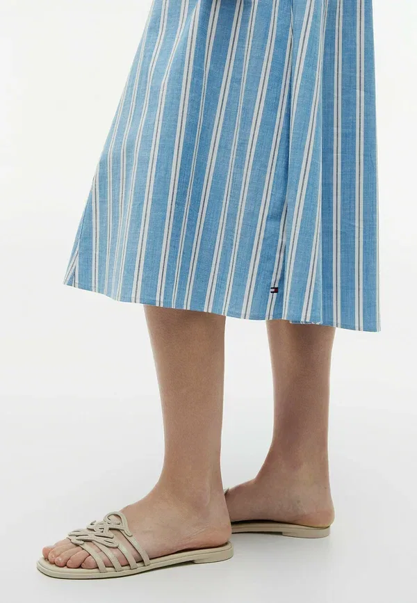 Платье-рубашка миди с галстуком и коротким рукавом Tommy Hilfiger, liquorice stripe breeze blue, голубой в полоску — фото 4