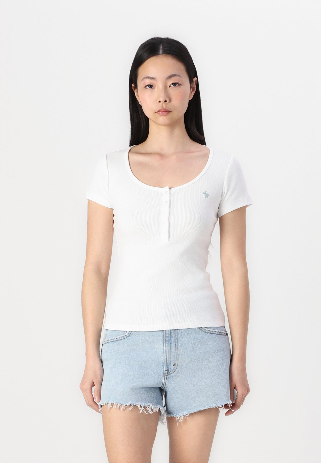 

Базовая футболка ICON HENLEY Abercrombie & Fitch, белый
