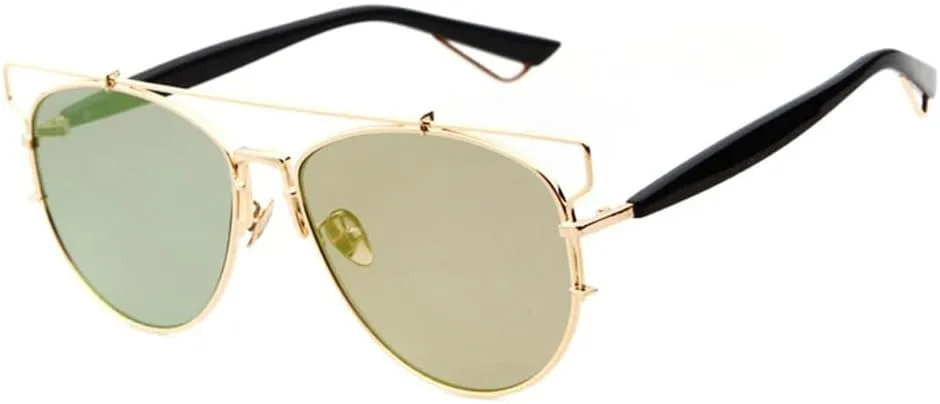 

Женские солнцезащитные очки-пилот из металла с двойной перемычкой, мужские модные винтажные очки «кошачий глаз» с защитой от УФ-излучения UV400 UJNHGQ, C5