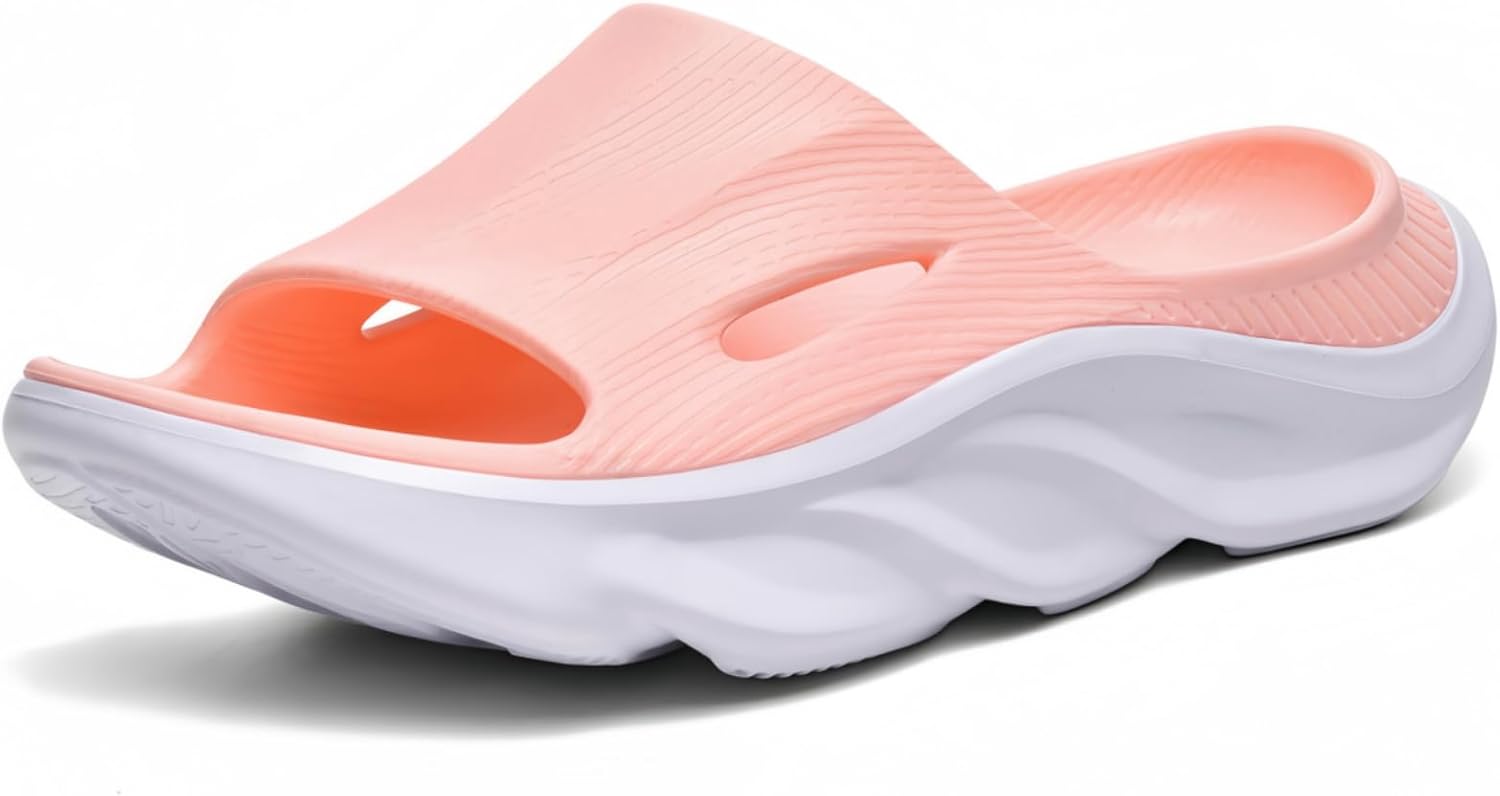 

Восстановительные слайды для мужчин и женщин - ортопедические сандалии с поддержкой свода стопы и толстой подушкой, тапочки при подошвенном фасците, легкие нескользящие шлепанцы для восстановления после тренировки Anyutech, белый/розовый