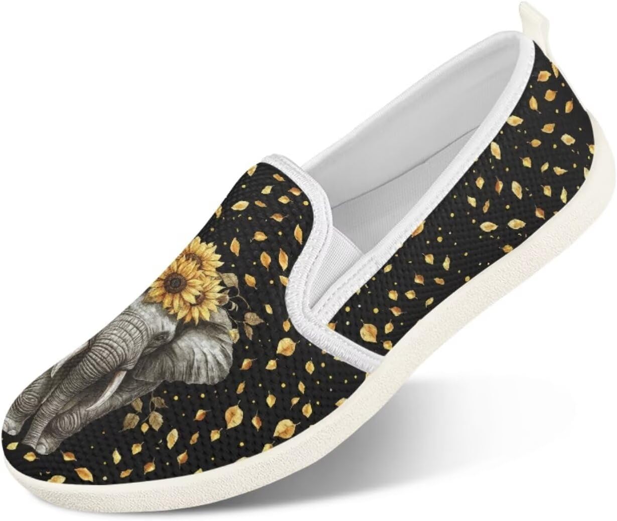 

Мужские туфли с животным принтом, слипоны, удобные лоферы, модные повседневные кроссовки, сетчатые плоские туфли, широкие, легкие, размеры 4-9 Twousenru, Sunflowers Elephant