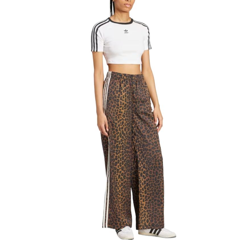 Широкие атласные брюки Adidas Originals, коричневый — фото 4