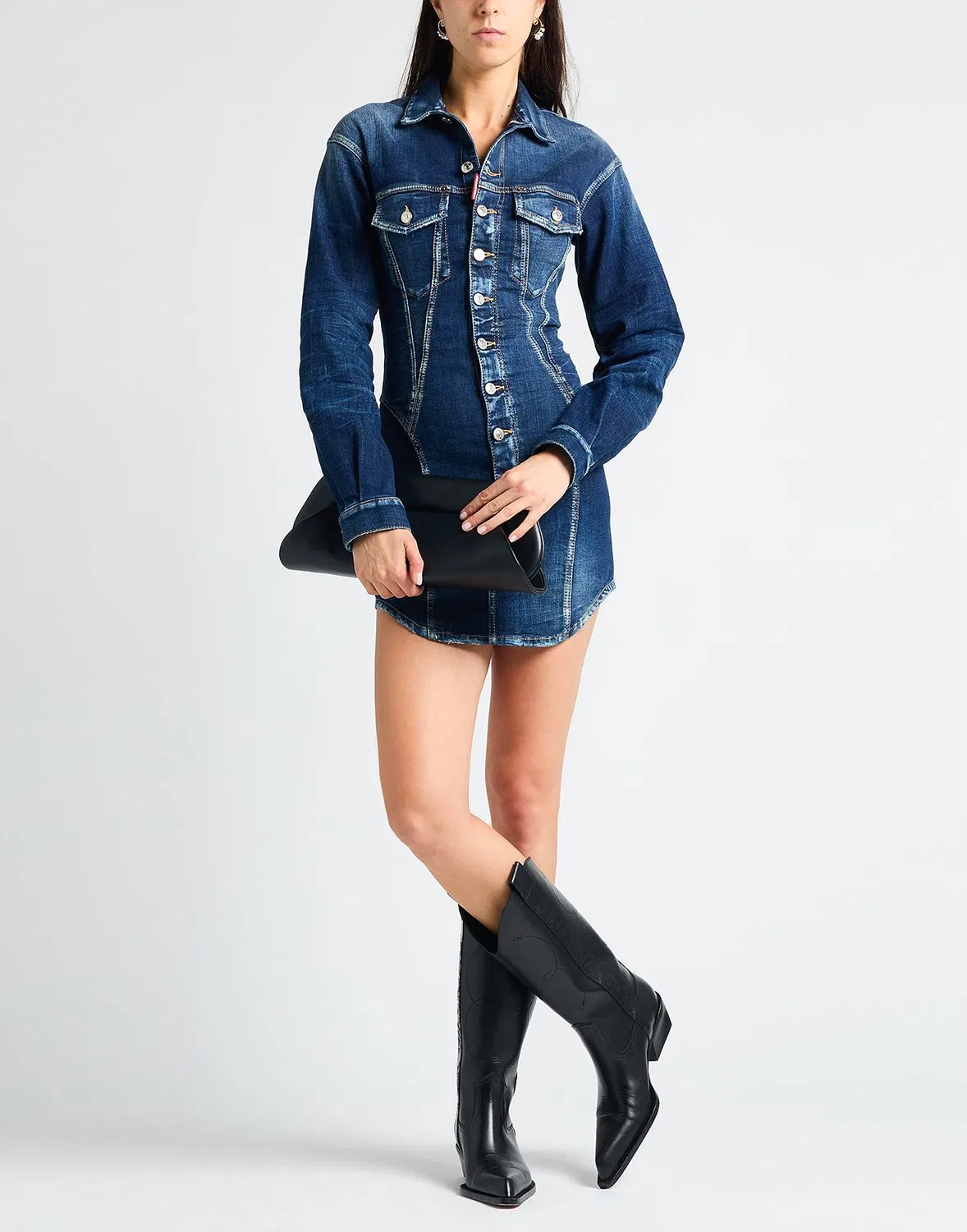 Платье-рубашка джинсовое DSQUARED2 синее — фото 4