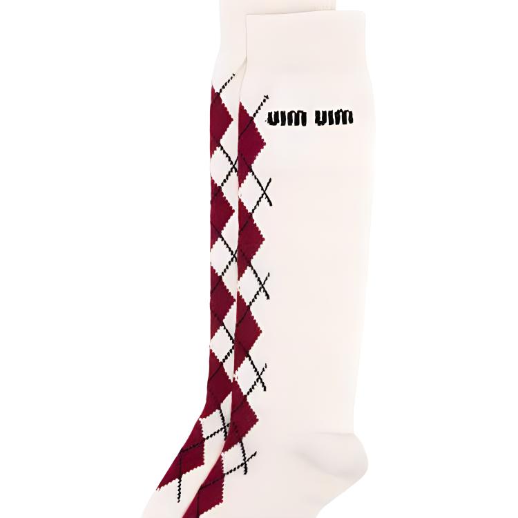 MIU MIU Носки Crew для женщин, 1 пара, белые — фото 3