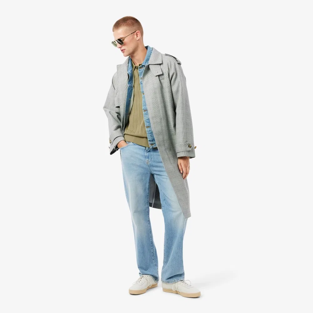 Мужской хлопковый свитер-поло в рубчик с коротким рукавом хаки от Lacoste — фото 4