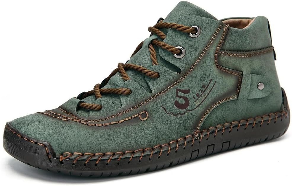 

Мужские кожаные повседневные ботинки YONGJIA с шнуровкой для вождения и ходьбы, с пошивом, рабочие, модные, зеленый