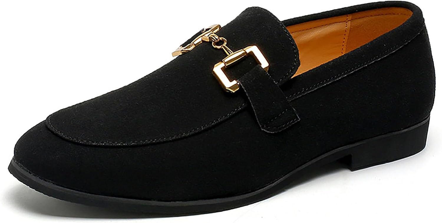 

Мужские замшевые лоферы NXNBHSL с металлическим декором, повседневные с круглым носком, легкие мокасины, деловая обувь-лодочки, черный