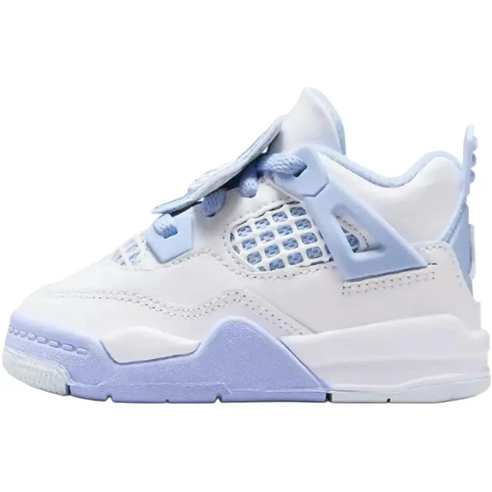 

Jordan Air 4 противоскользящие износостойкие низкие детские туфли White Blue для малышей