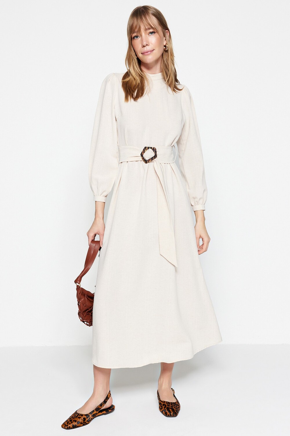 

Платье - Экрю - А-силуэт Trendyol Modest, экрю