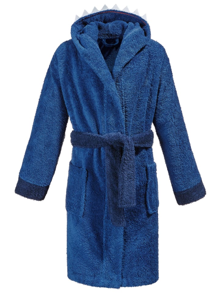 

Erwin Müller Детский банный халат с капюшоном из махровой ткани, синий