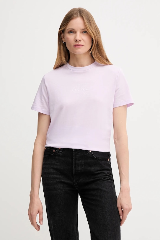 

Хлопковая футболка Calvin Klein Jeans, розовый