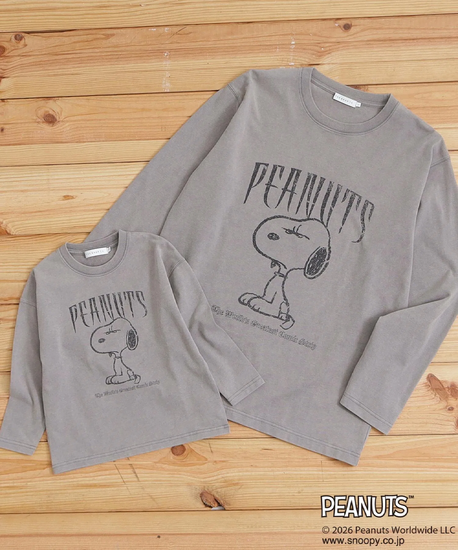 Детская футболка с длинным рукавом THE SHOP TK Снупи винтаж серая — фото 4