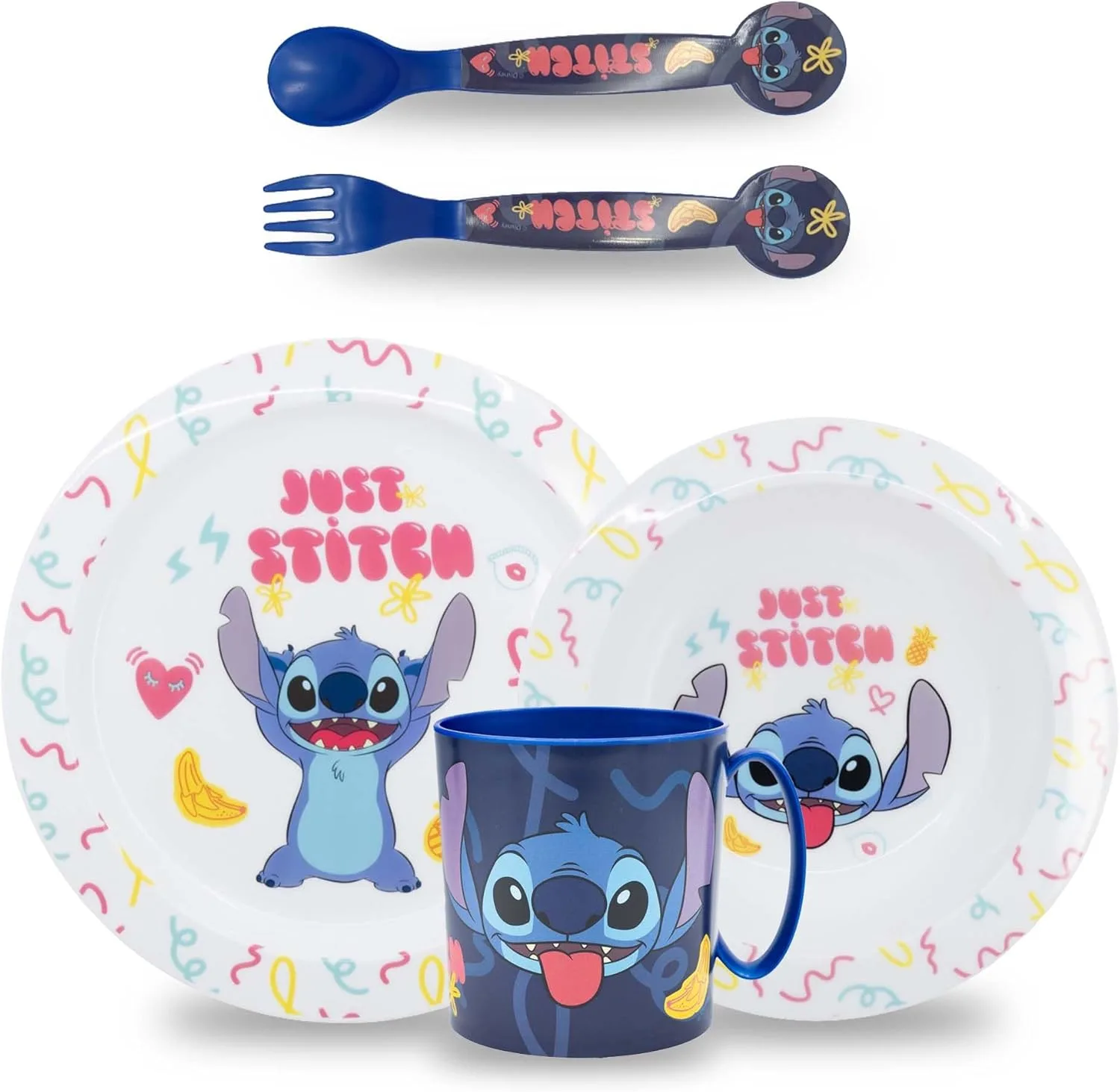 Детский набор посуды stitch, многоразовая посуда, детская тарелка для микроволновки, миска для каши, набор для завтрака, кружка 350 мл, детские столовые приборы Sorrisini