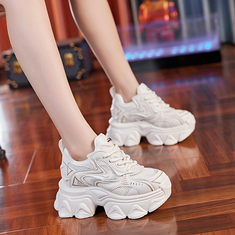 

Кроссовки женские толстые низкие Nrdrofficial, бежевый/красный