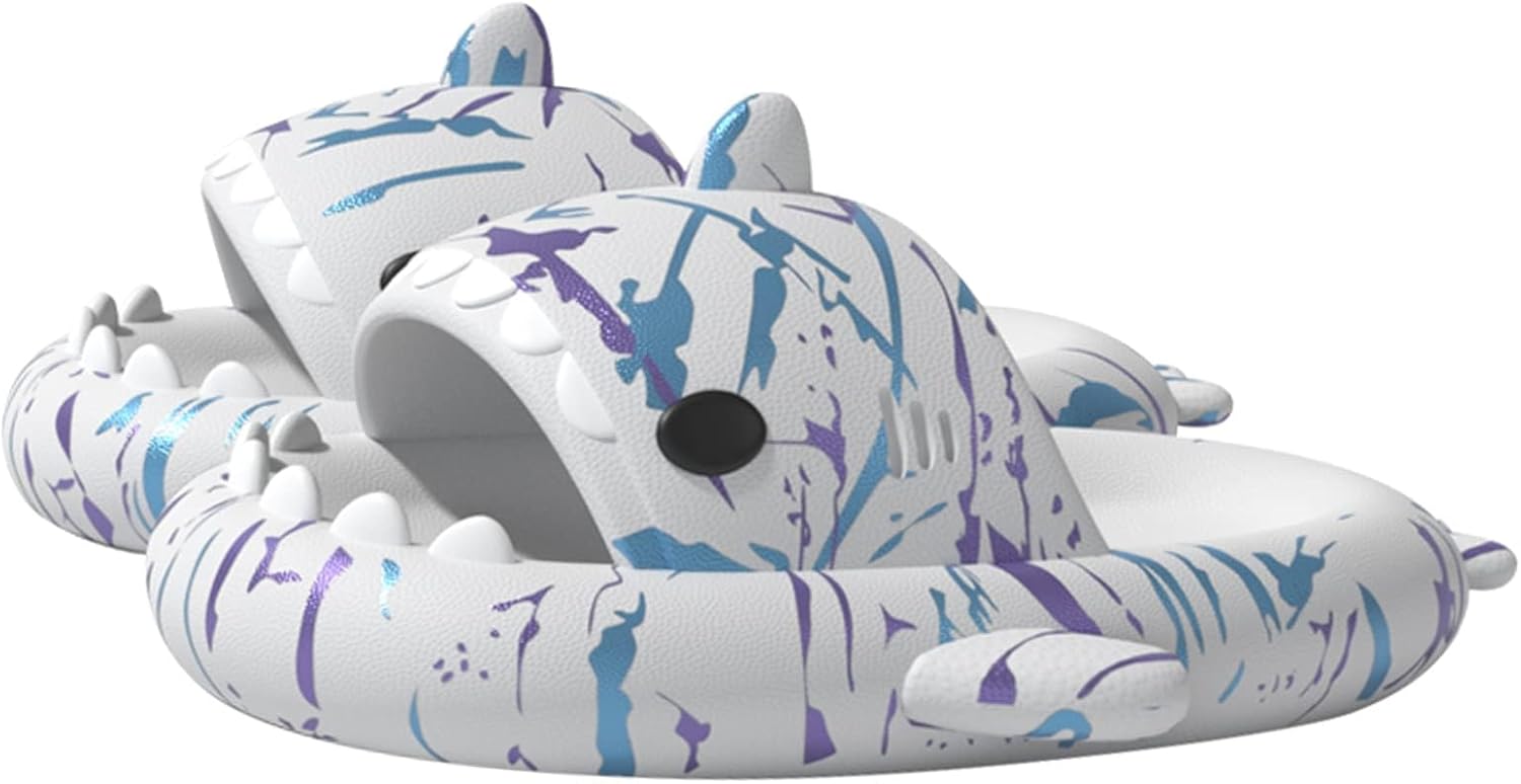 

Унисекс сандалии с изображением акулы, оригинальные улучшенные, противоскользящие, быстросохнущие, для женщин и мужчин, светло-голубые, размер универсальный 6-13 Generic
