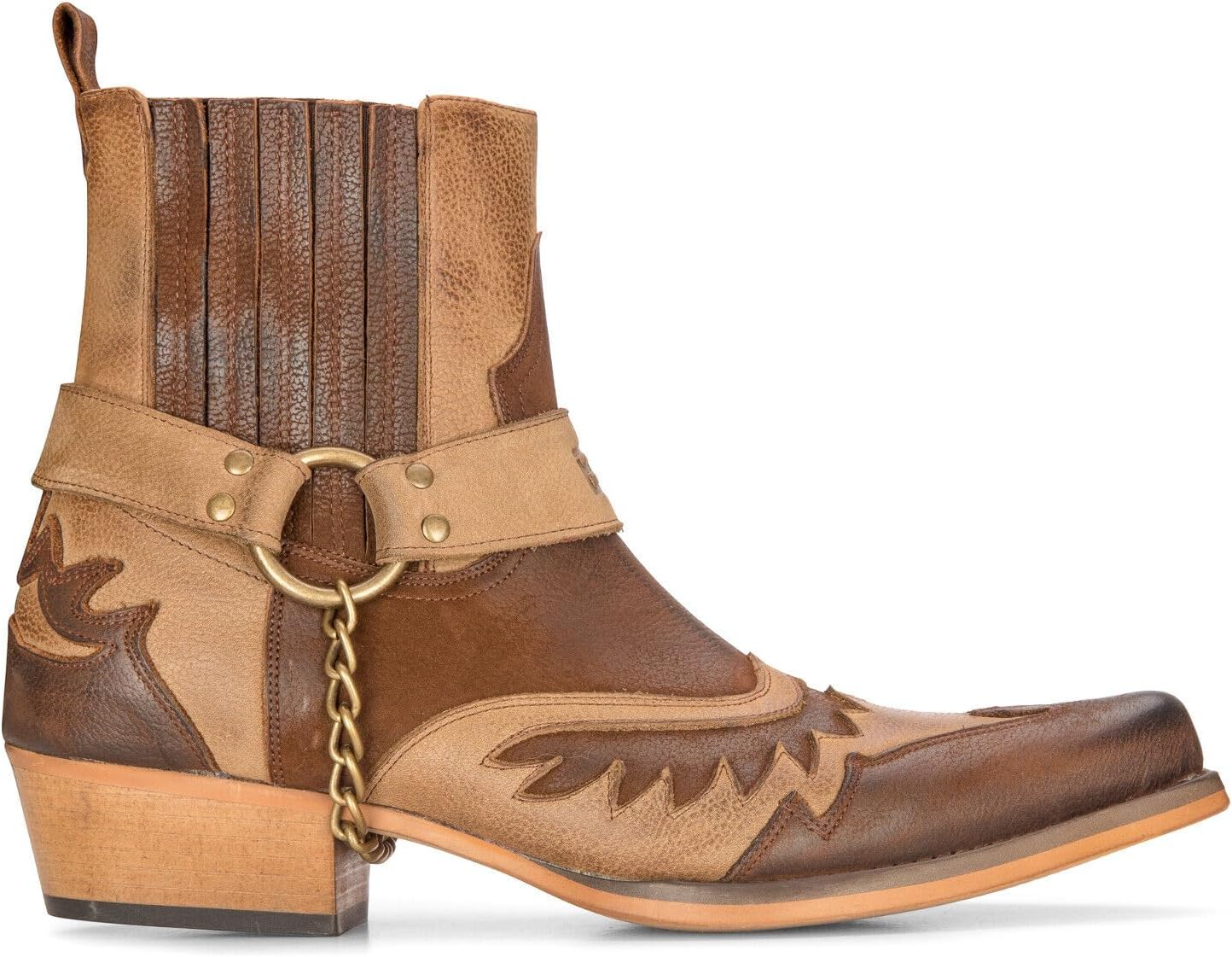 

Мужские кожаные ковбойские ботинки на щиколотку коричневые, кубинские мотоциклетные Винклпикеры западного стиля Infinity Leather