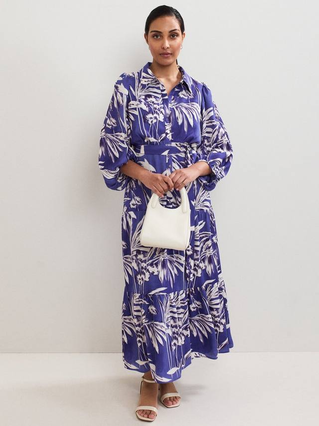 

Платье Petite Coralie с пальмовым принтом Phase Eight, Blue
