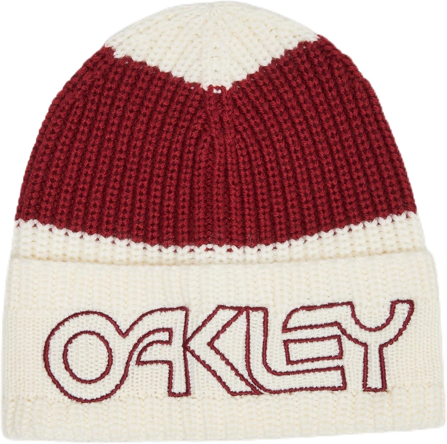 

Мужская термоядерная шапка-бини Oakley с глубокими манжетами, Arctic White/Iron Red