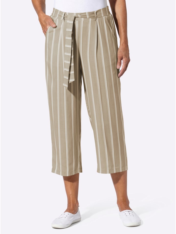 

Брюки длиной 3/4 в бежевую и экрю полоску Sieh an!